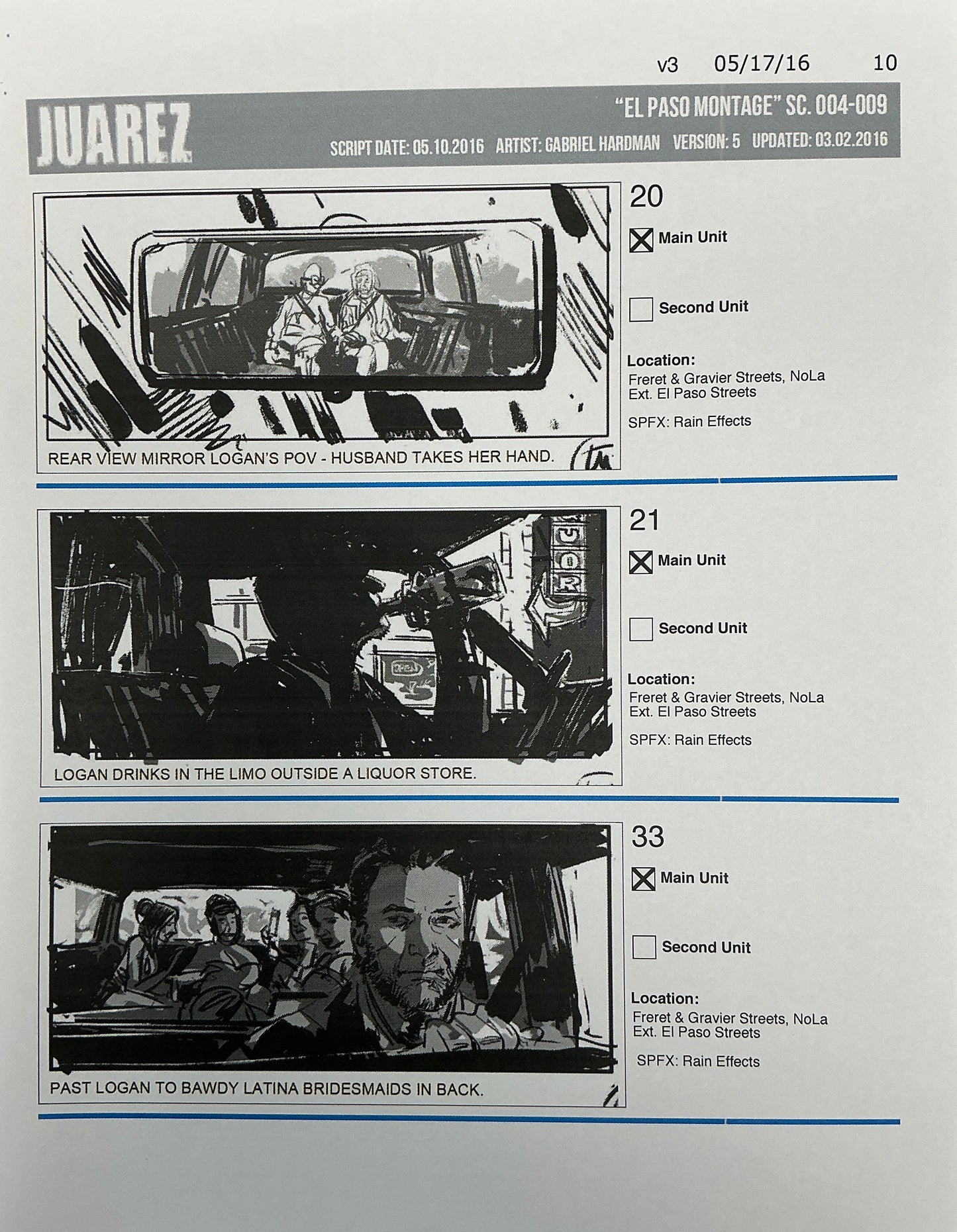 Storyboards Juarez "El Paso Montage" Logan (2017) Memorabilia Y'allywood Props 10