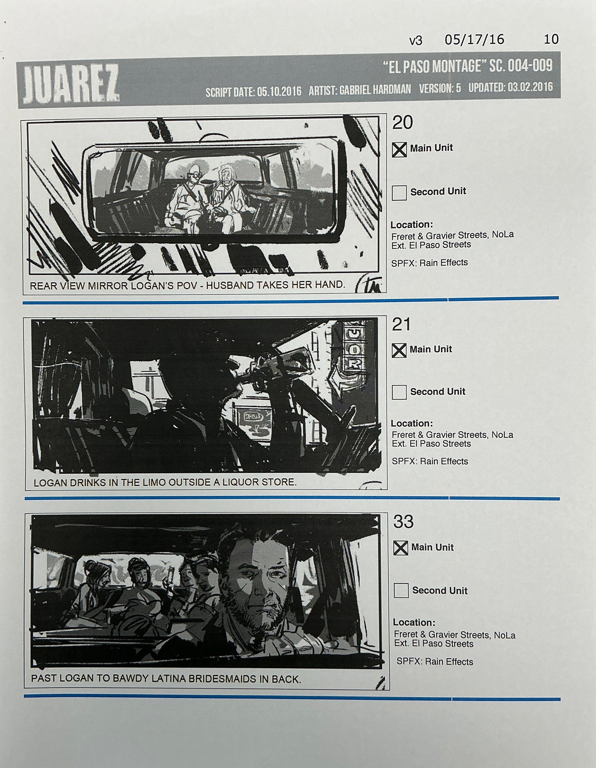 Storyboards Juarez "El Paso Montage" Logan (2017) Memorabilia Y'allywood Props 10