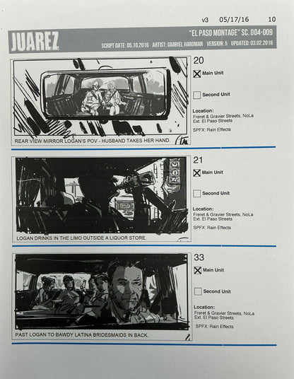 Storyboards Juarez "El Paso Montage" Logan (2017) Memorabilia Y'allywood Props 10