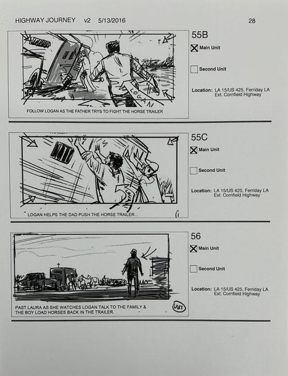 Storyboards Highway Journey Scene Logan (2017)