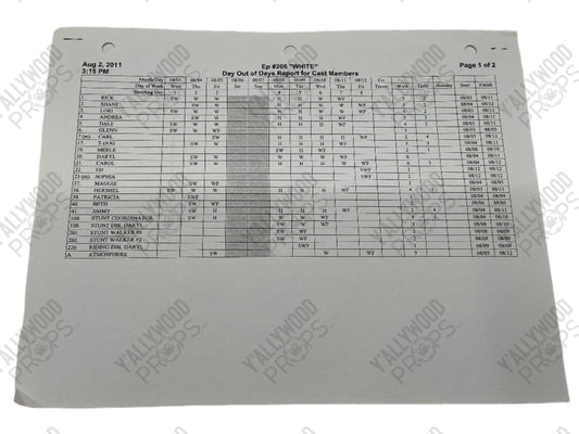 Day out of Days Report S2E6 The Walking Dead Movie Prop Y'allywood Props