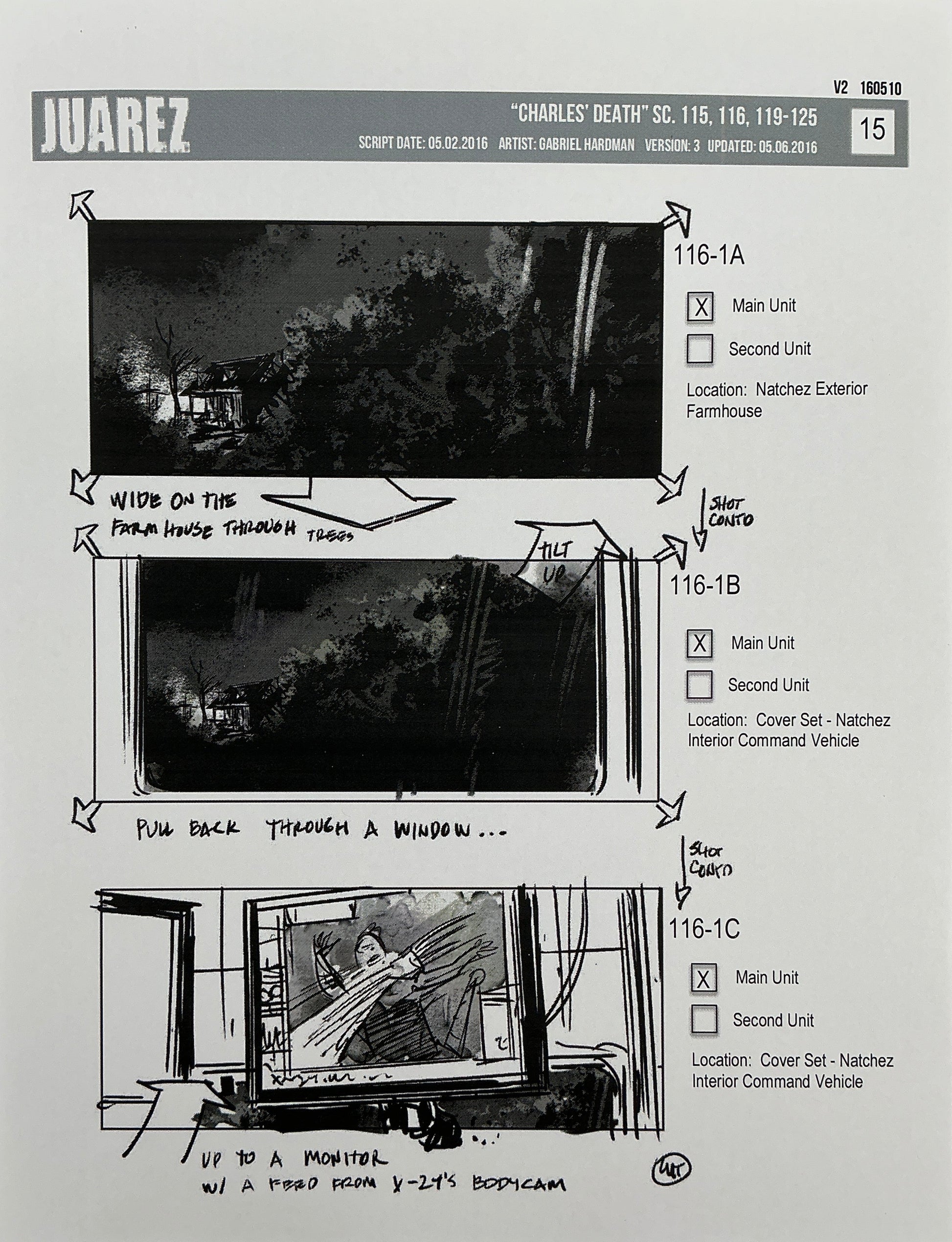 Storyboards Juarez Charle's Death Scenes 115-125 Logan (2017) Memorabilia Y'allywood Props 15