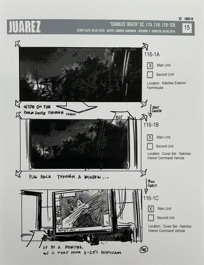 Storyboards Juarez Charle's Death Scenes 115-125 Logan (2017) Memorabilia Y'allywood Props 15