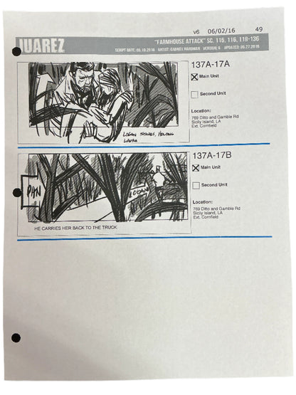 Storyboards Juarez Scene 115, 116, 119-136 Logan (2017)