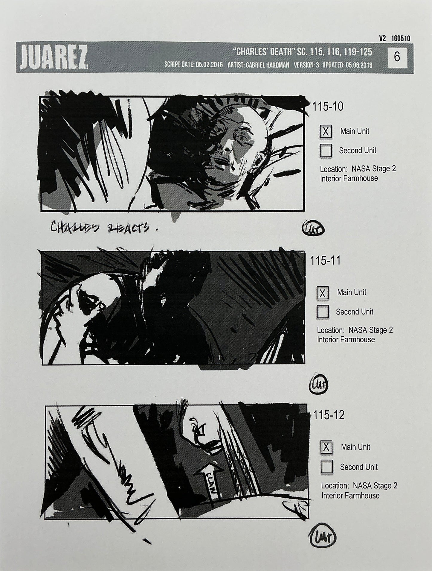Storyboards Juarez Charle's Death Scenes 115-125 Logan (2017) Memorabilia Y'allywood Props 6