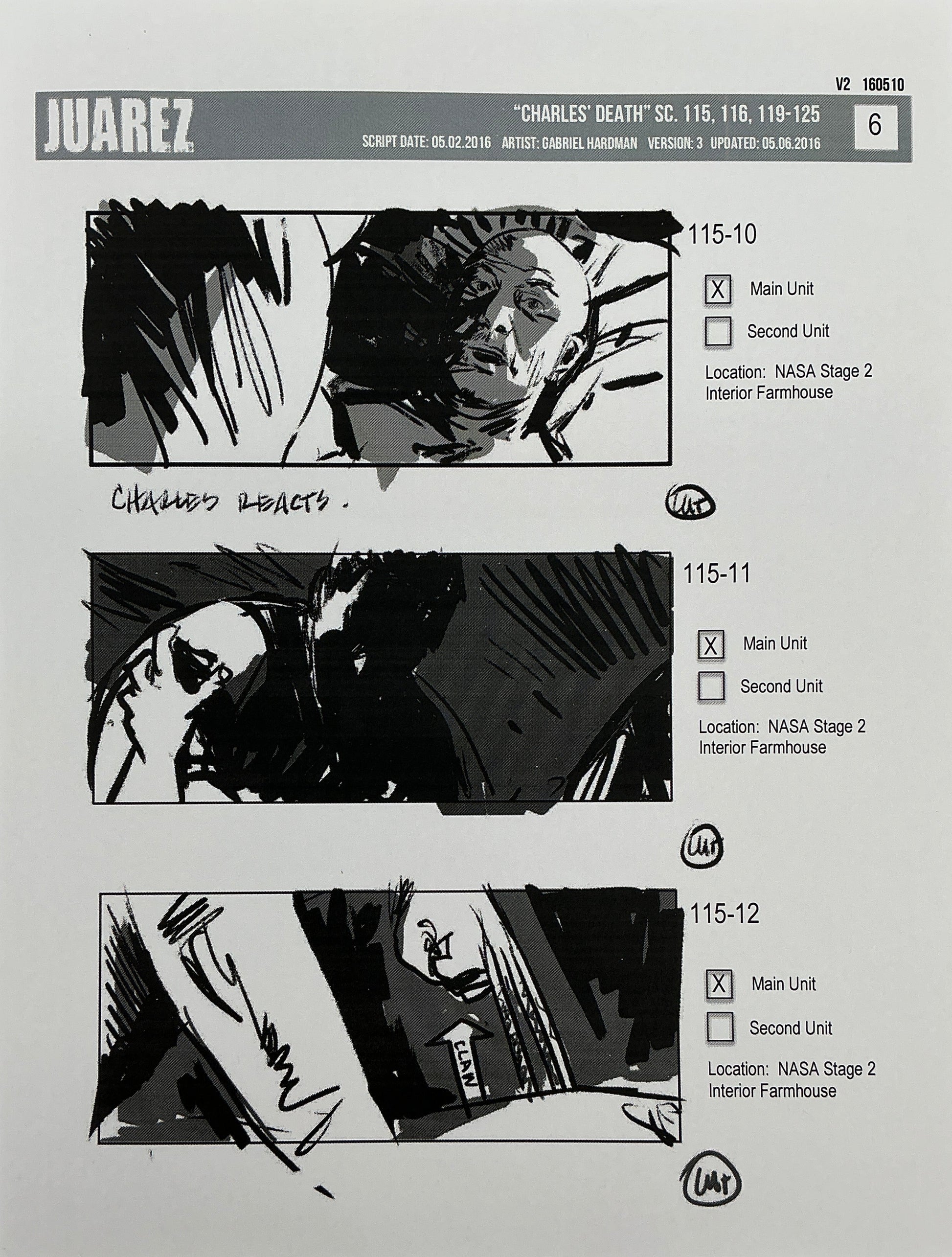 Storyboards Juarez Charle's Death Scenes 115-125 Logan (2017) Memorabilia Y'allywood Props 6