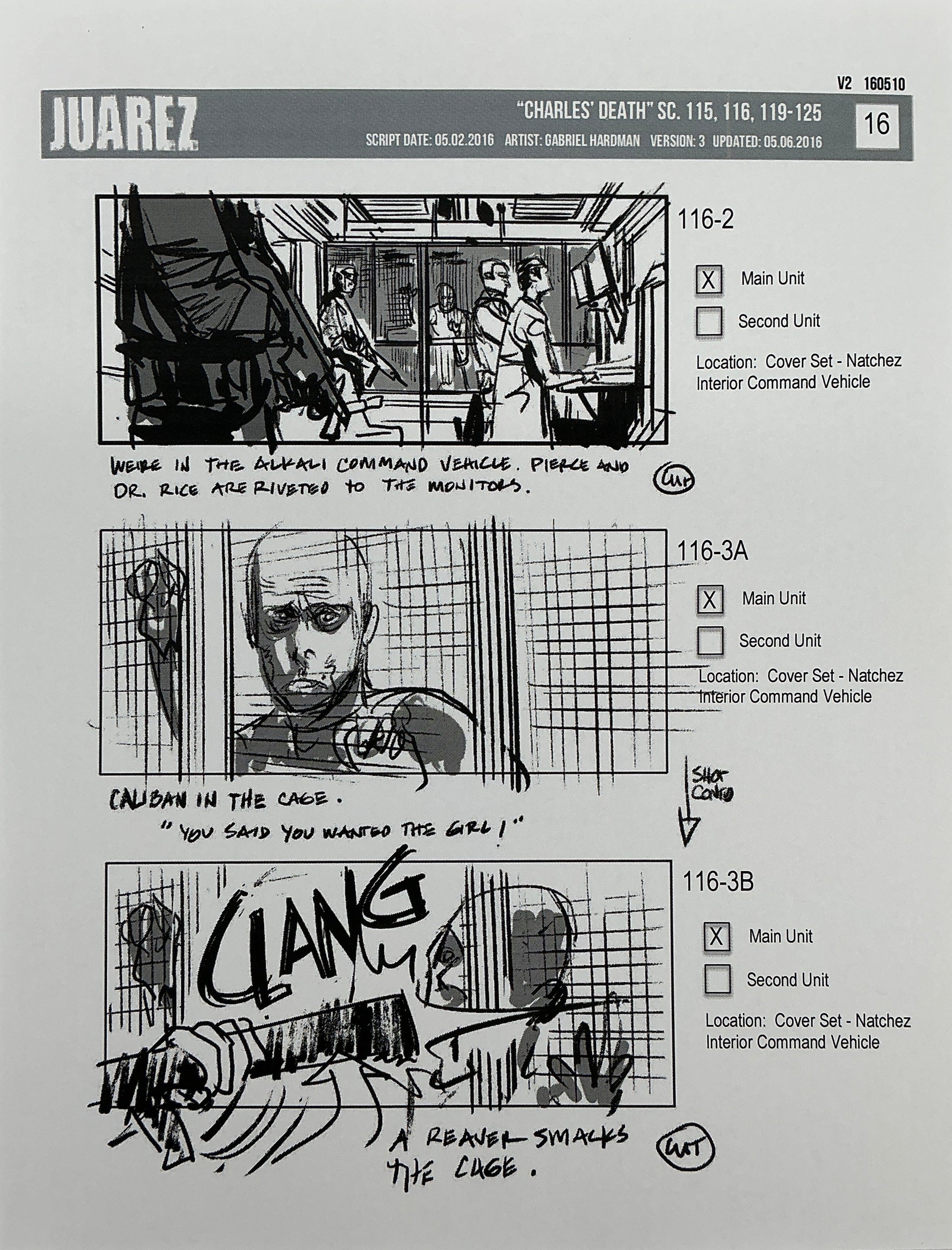 Storyboards Juarez Charle's Death Scenes 115-125 Logan (2017) Memorabilia Y'allywood Props 16