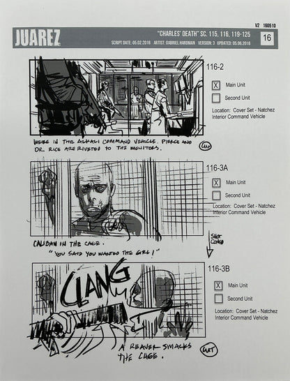 Storyboards Juarez Charle's Death Scenes 115-125 Logan (2017) Memorabilia Y'allywood Props 16