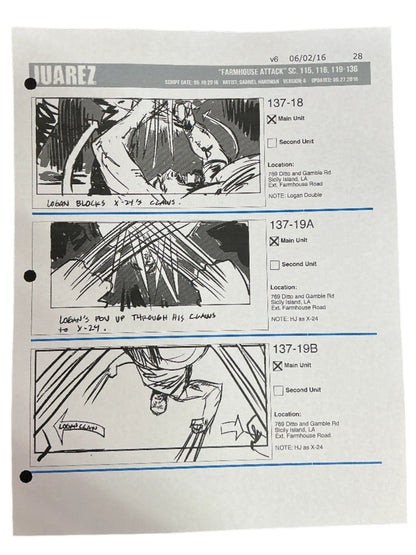 Storyboards Juarez Scene 115, 116, 119-136 Logan (2017)