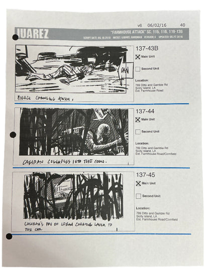 Storyboards Juarez Scene 115, 116, 119-136 Logan (2017)