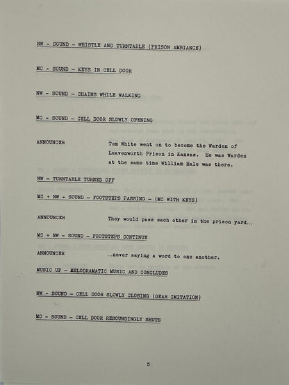 Radio Show Foley Artist's Script Killers of the Flower Moon (2023) Movie Props Y'allywood Props