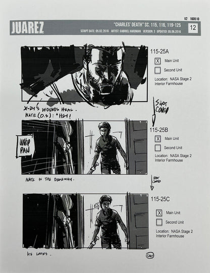 Storyboards Juarez Charle's Death Scenes 115-125 Logan (2017) Memorabilia Y'allywood Props 12
