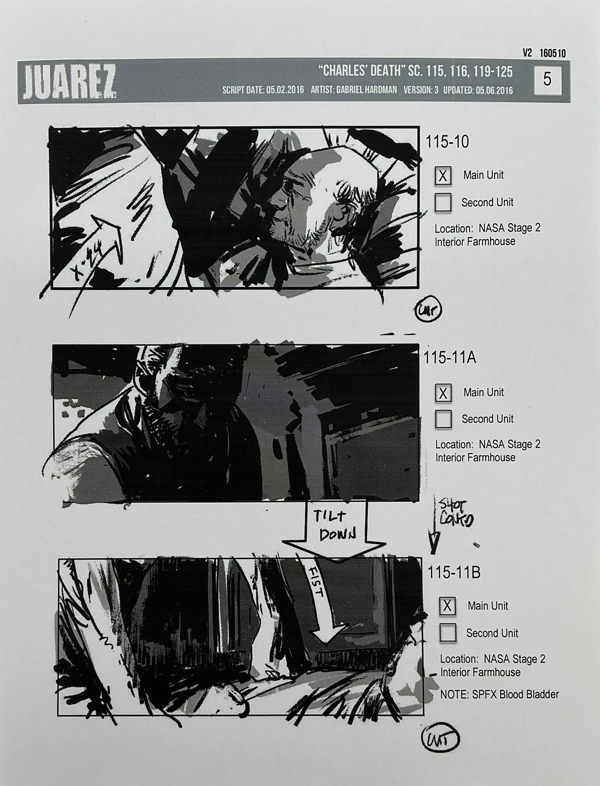 Storyboards Juarez Charle's Death Scenes 115-125 Logan (2017) Memorabilia Y'allywood Props 5