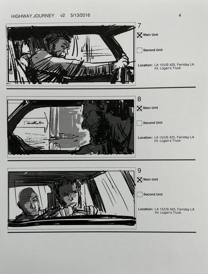 Storyboards Highway Journey Scene Logan (2017) Memorabilia Y'allywood Props 4