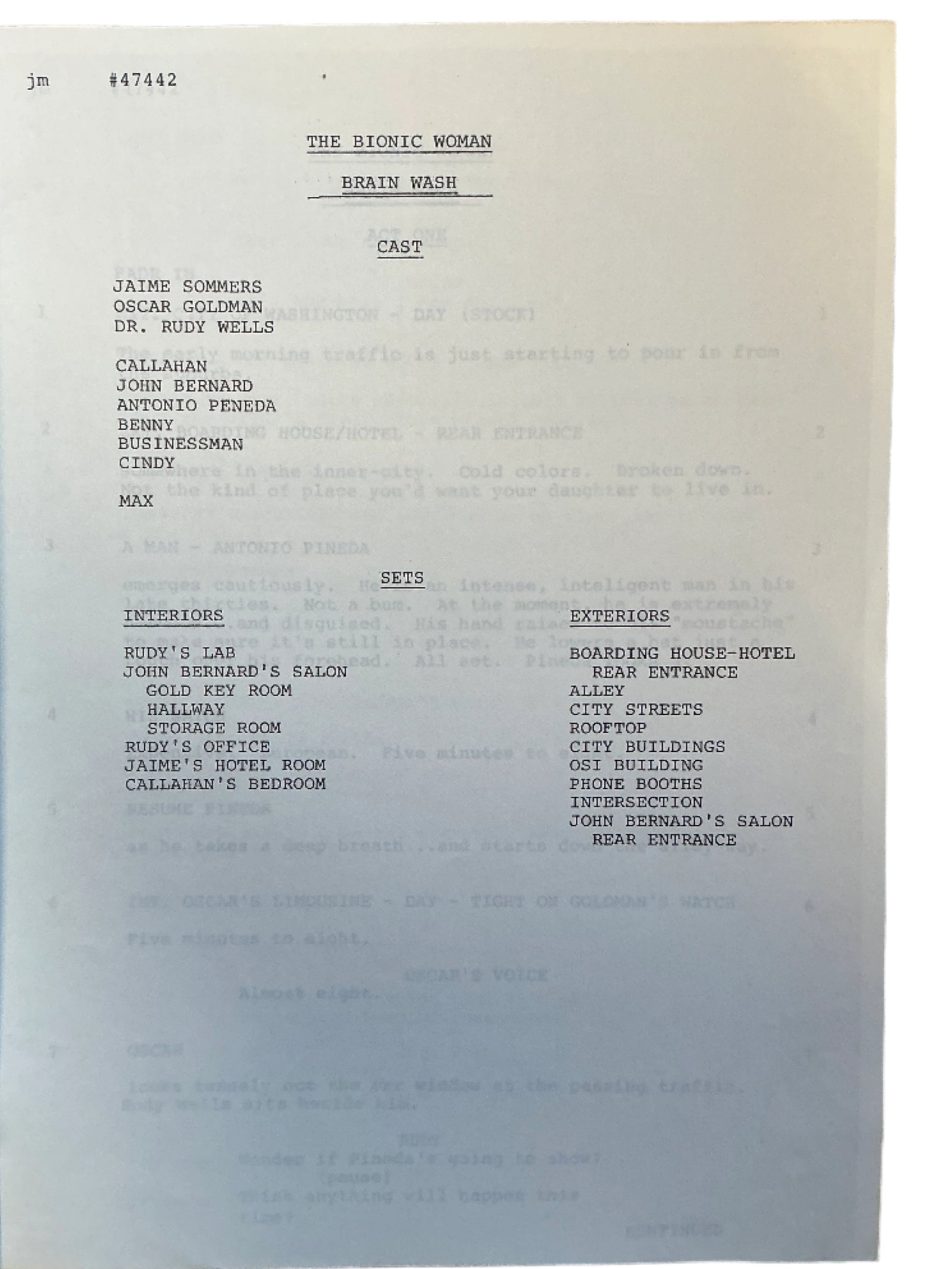 Original Script S3E8 The Bionic Woman (1976-1978) Memorabilia Y'allywood Props