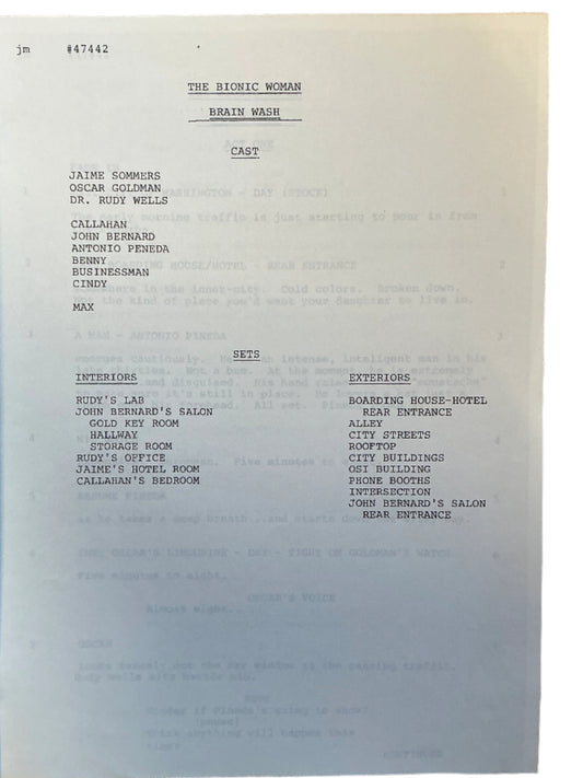 Original Script S3E8 The Bionic Woman (1976-1978) Memorabilia Y'allywood Props