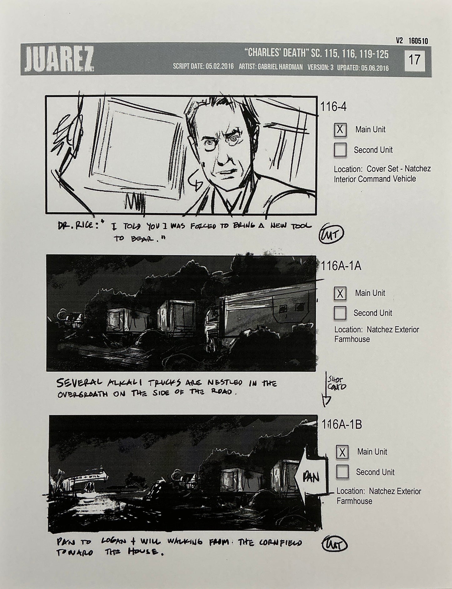 Storyboards Juarez Charle's Death Scenes 115-125 Logan (2017) Memorabilia Y'allywood Props 17