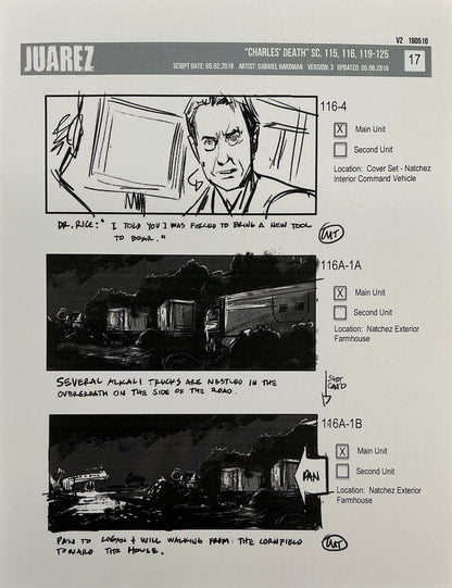 Storyboards Juarez Charle's Death Scenes 115-125 Logan (2017) Memorabilia Y'allywood Props 17