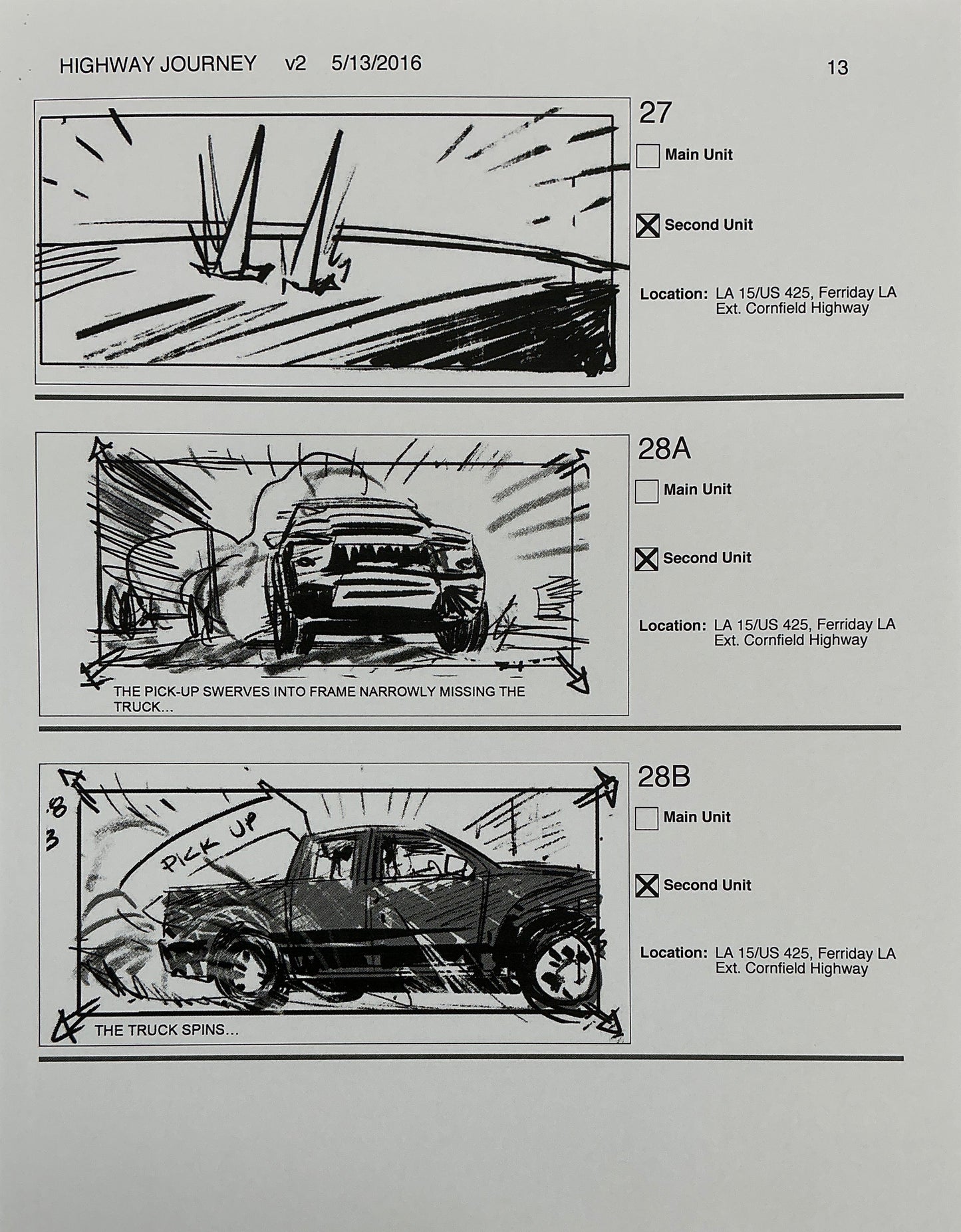 Storyboards Highway Journey Scene Logan (2017) Memorabilia Y'allywood Props 13