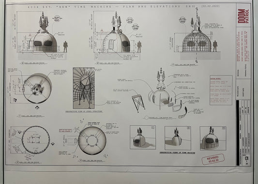 Time Machine Blueprints S4 Doom Patrol Movie Prop Atlanta Brick Co Plan & Elevations  