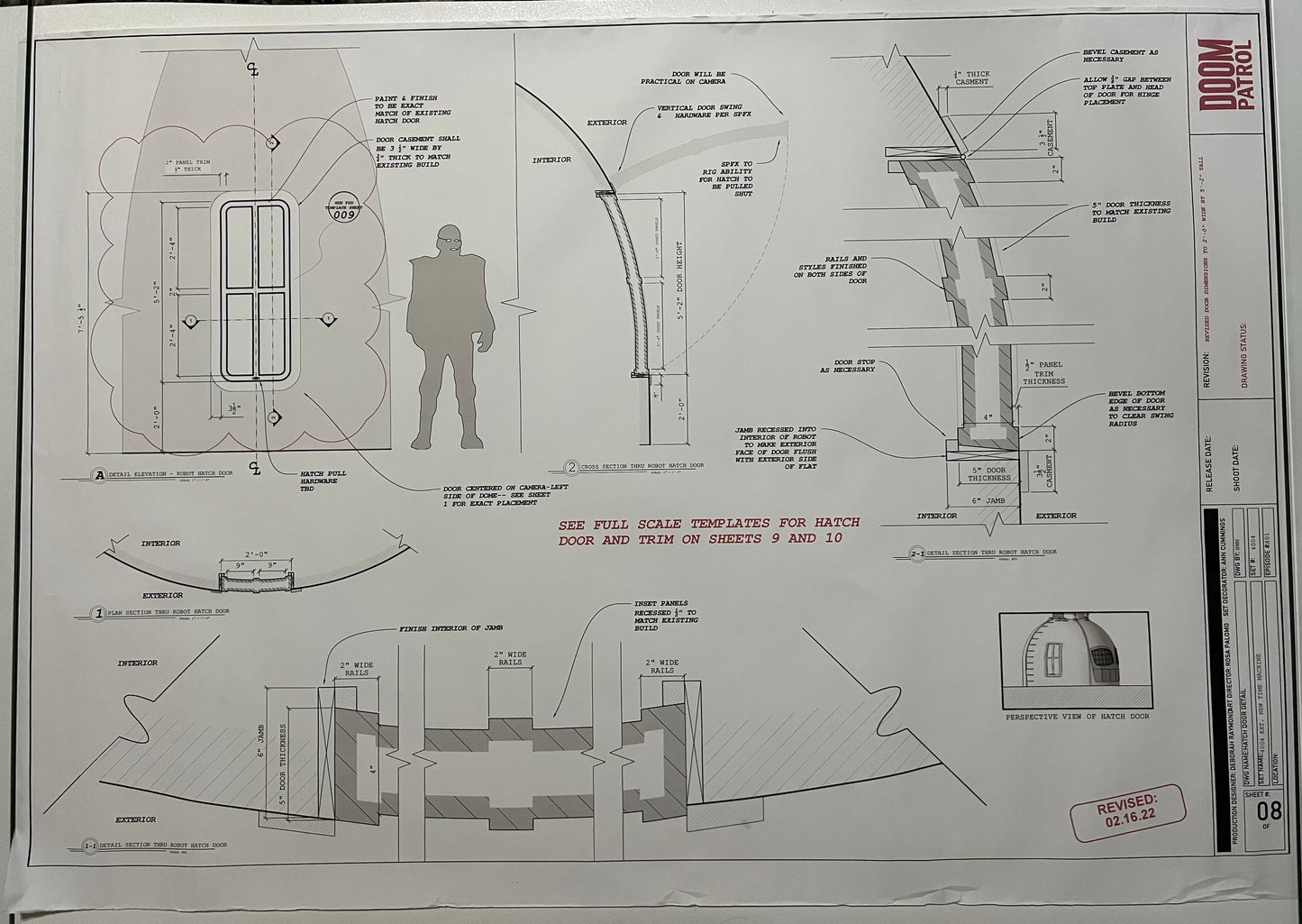 Time Machine Blueprints S4 Doom Patrol Movie Prop Atlanta Brick Co Hatch Door Detail  