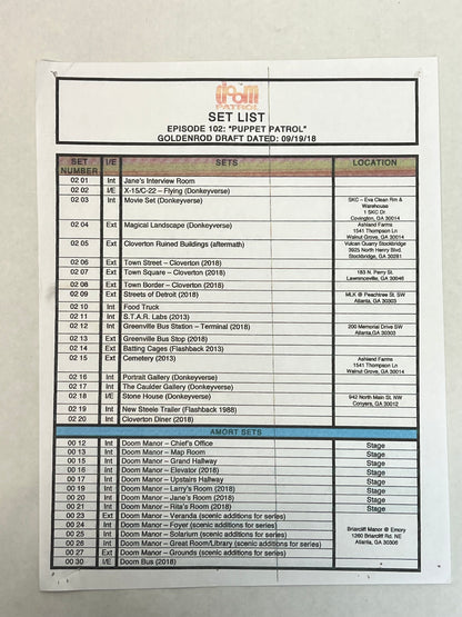 Set Lists Doom Patrol Season 1 Movie Prop Atlanta Brick Co Episode 2