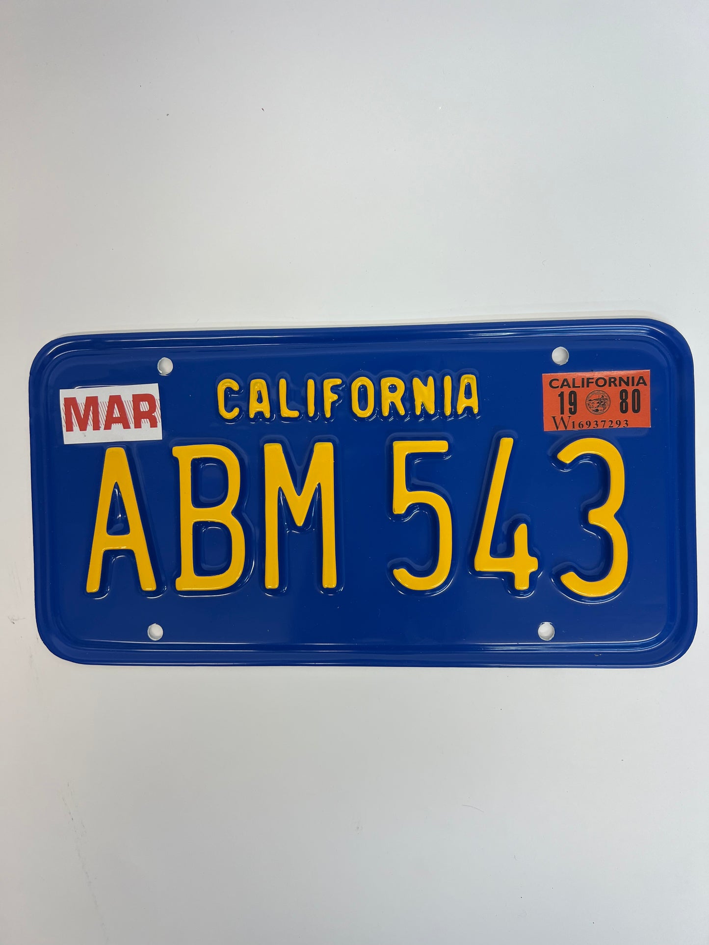 1979 License Plates S1E6 Cobra Kai Movie Prop Y'allywood Props ABM543 Back Plate Not Clearly Visible  