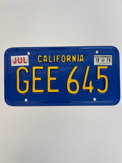 1979 License Plates S1E6 Cobra Kai Movie Prop Y'allywood Props GEE645 Back Plate Not Clearly Visible  