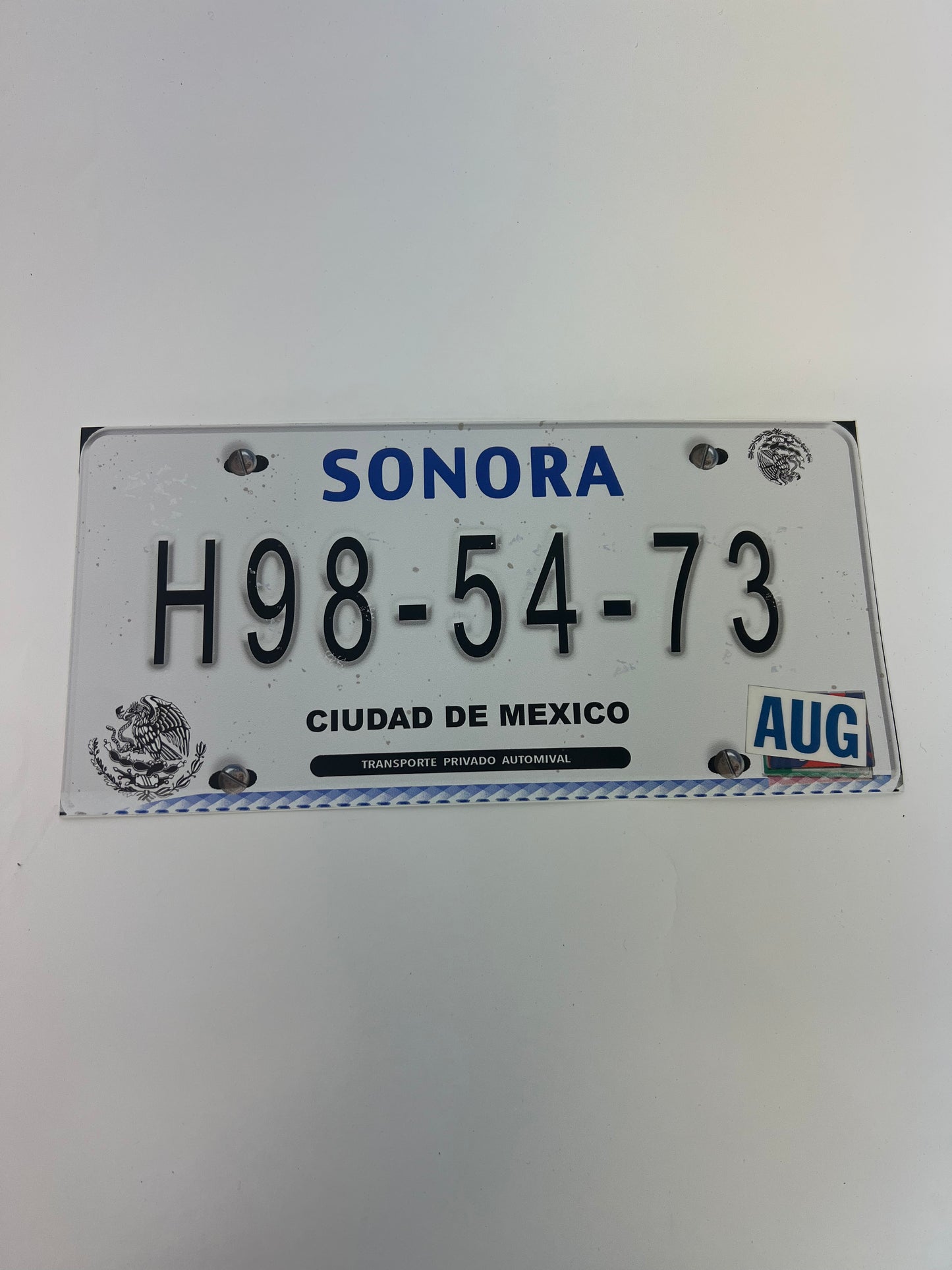 Mexican Car’s License Plate S5E1 Cobra Kai Movie Prop Y'allywood Props H98-54-73 AUG Sticker Only, No Plate  