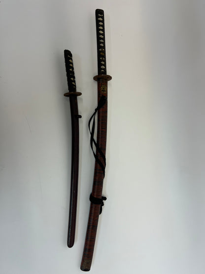 Daisho Set Katana & Wakizashi Dark Red Swords 47 Ronin (2013) Movie Prop Y'allywood Props   