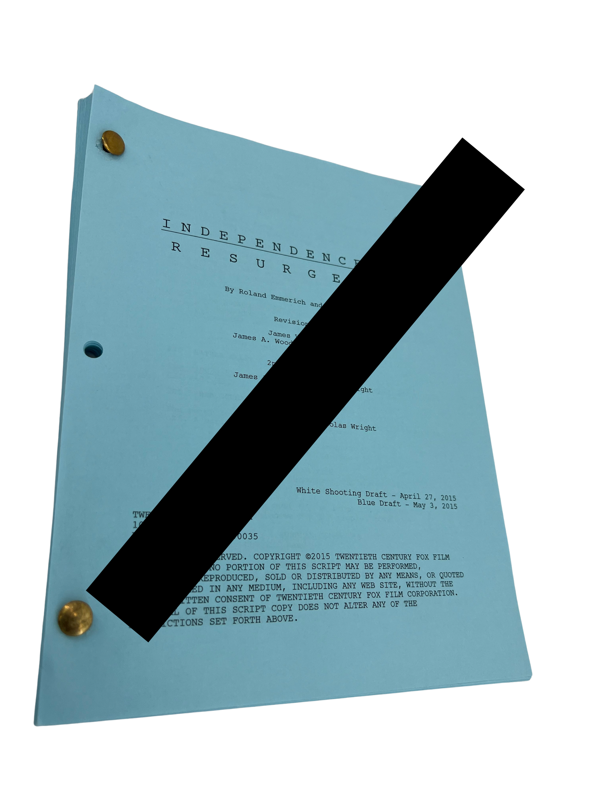 Independence Day: Resurgence (2016) Production Used Script/Screenplay Film Memorabilia Y'allywood Props