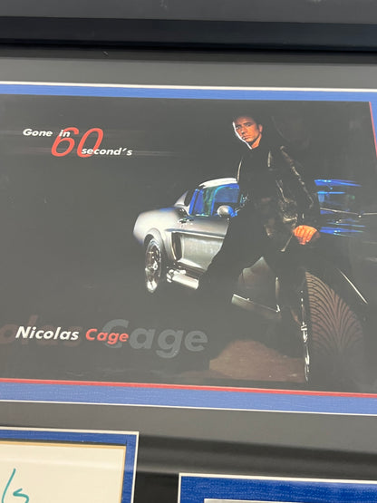 Nicolas Cage Autograph Display, Gone in 60 Seconds Memorabilia Y'allywood Props   