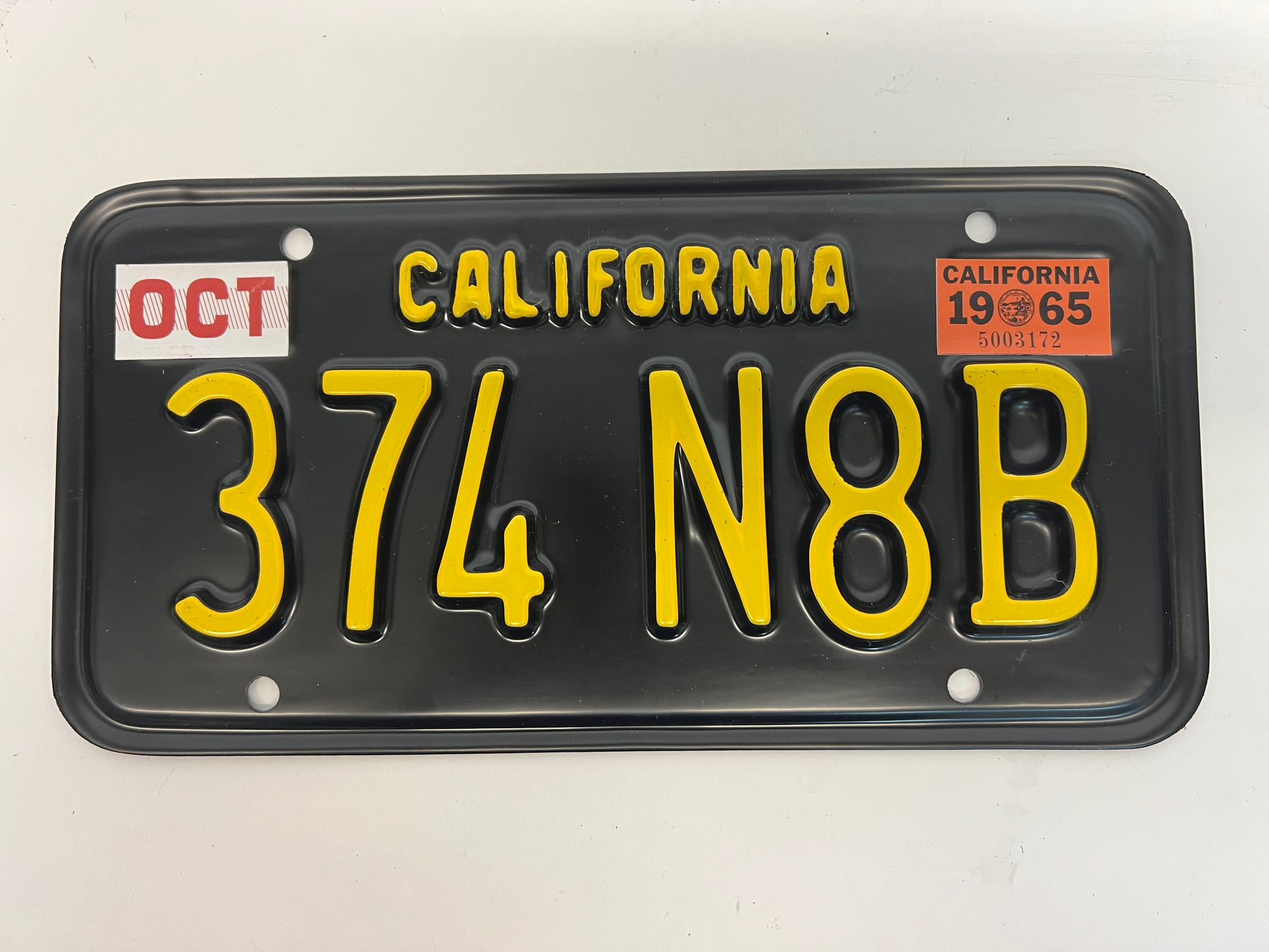 1965 License Plates Kreese Flashback S3E2 Cobra Kai Movie Prop Y'allywood Props 374 N8B Back  