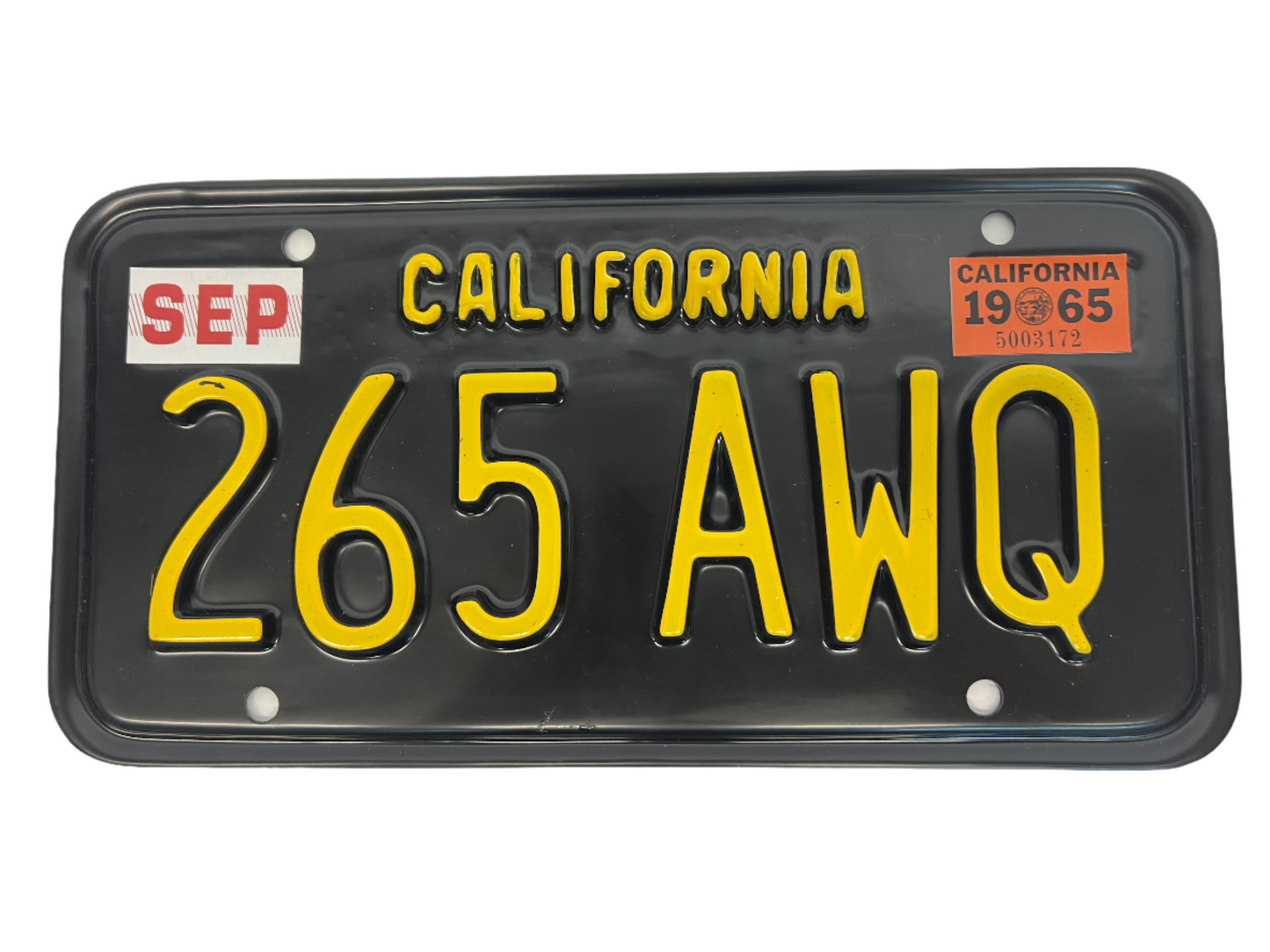 1965 License Plates Kreese Flashback S3E2 Cobra Kai Movie Prop Y'allywood Props 265 AWQ Back  