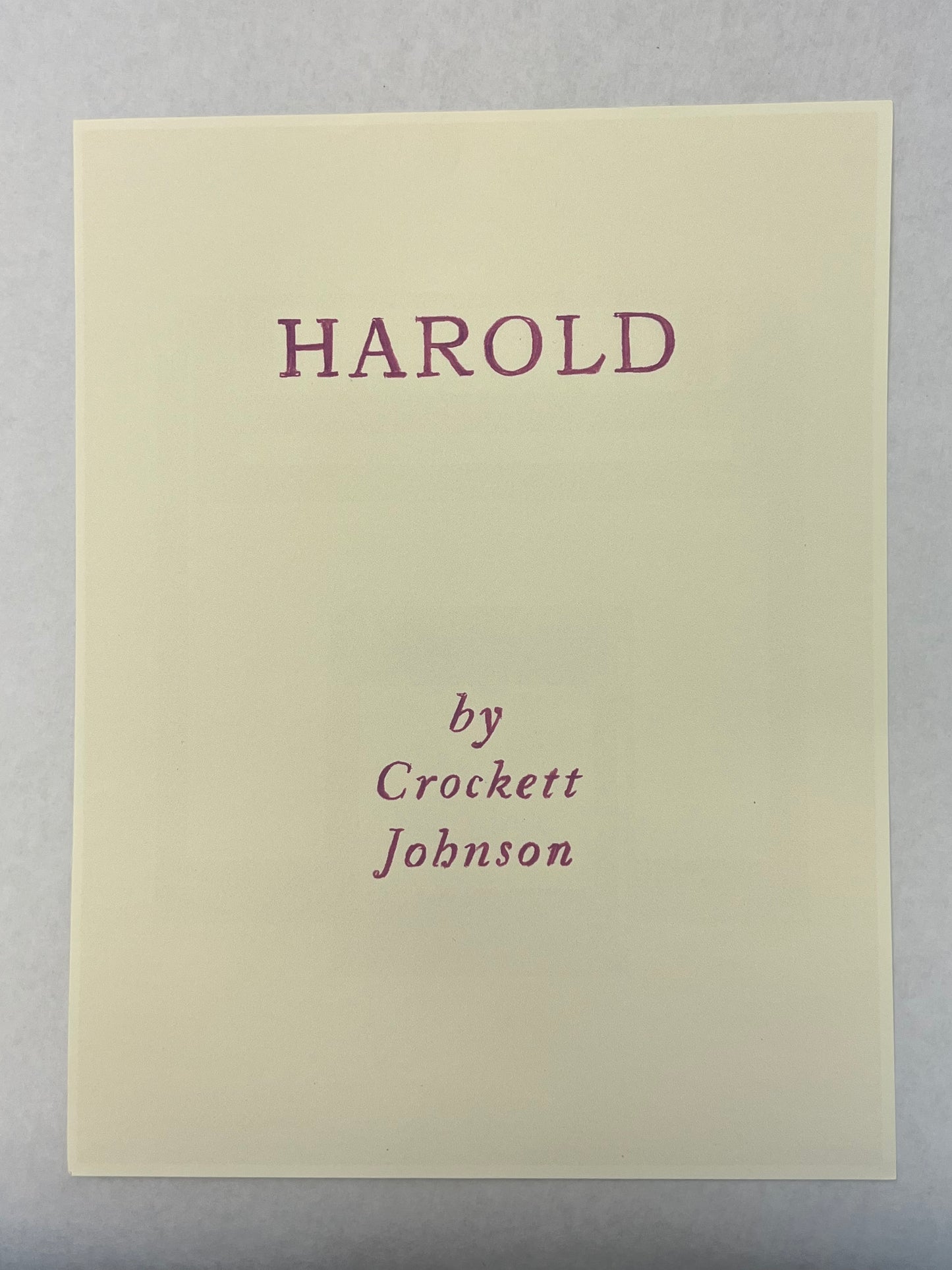 New Harold Book from Last Scene Harold and the Purple Crayon Memorabilia Y'allywood Props Cover Variant Smaller Font  