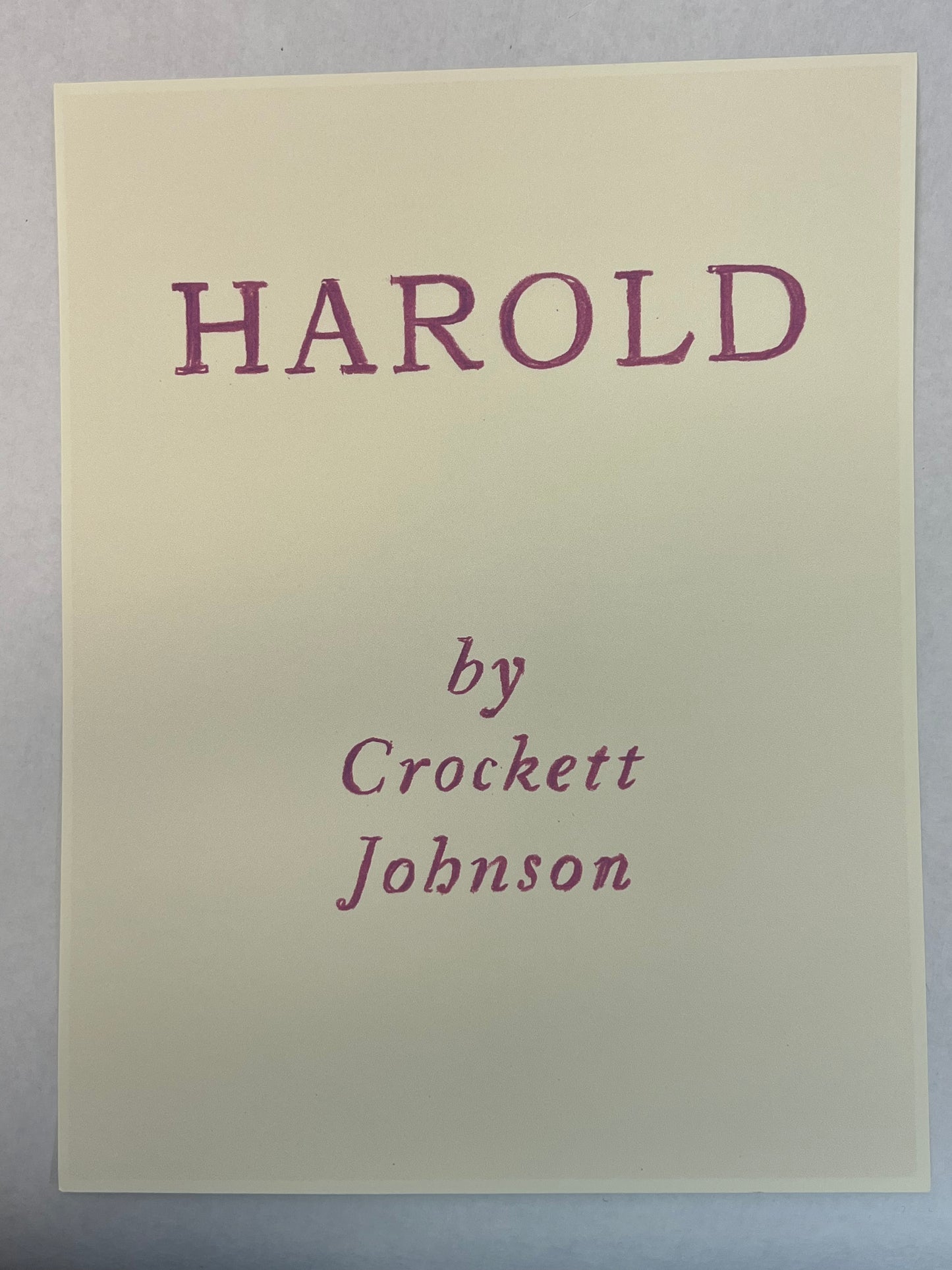 New Harold Book from Last Scene Harold and the Purple Crayon Memorabilia Y'allywood Props Cover Variant Larger Font  