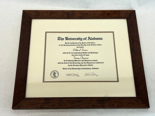 Tommy Chapman's University of Alabama Diploma Just Mercy (2019) Movie Prop Y'allywood Props   