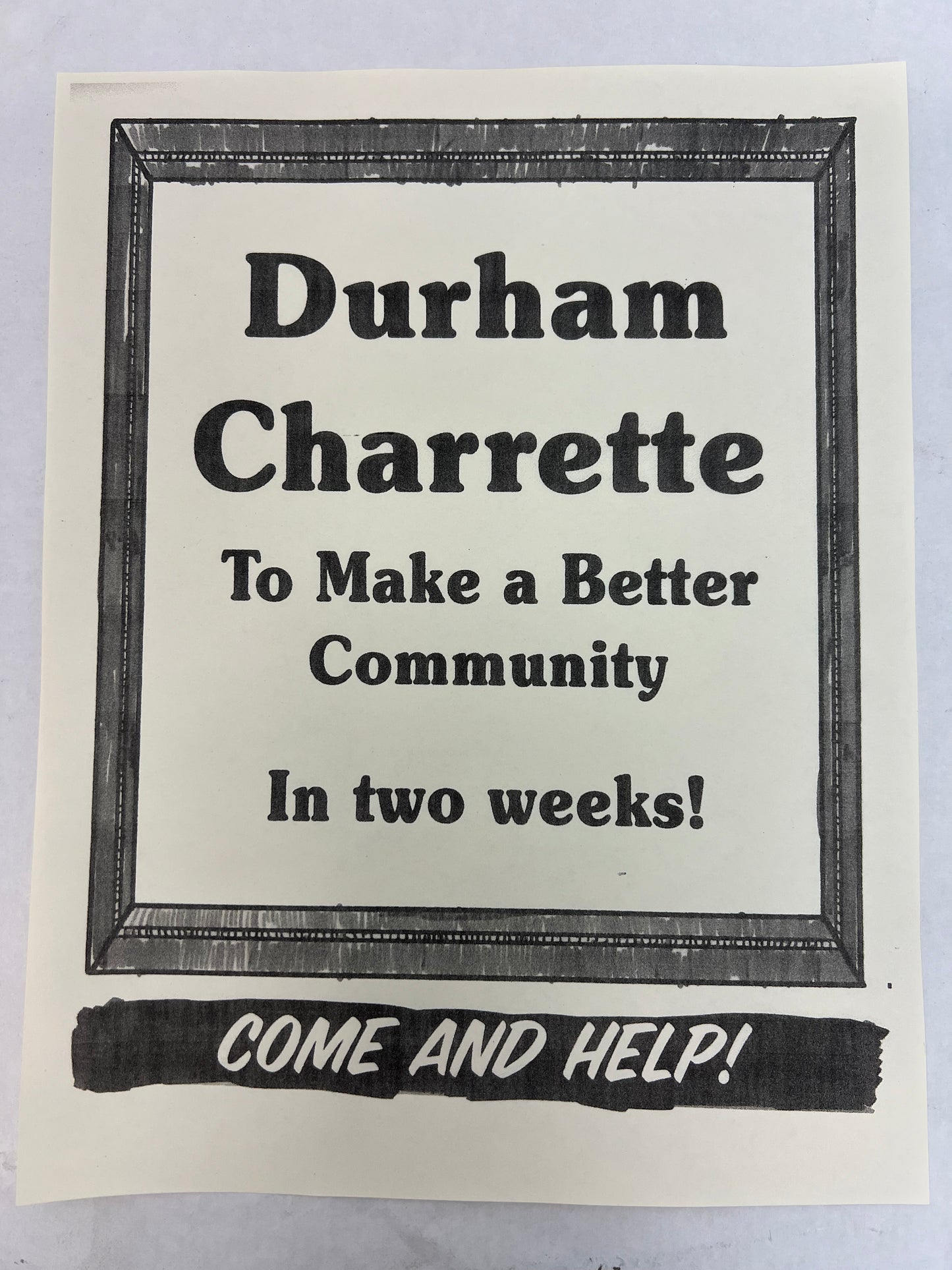 Durham Charrette Flyer The Best of Enemies (2019) Movie Prop Y'allywood Props In two weeks!  