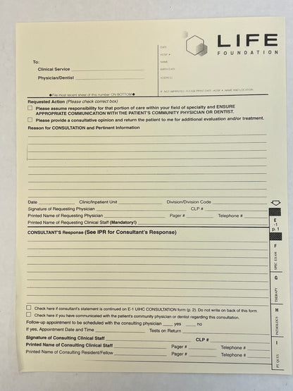 Life Foundation Form Venom (2018) Movie Prop Atlanta Brick Co Consultation Form  