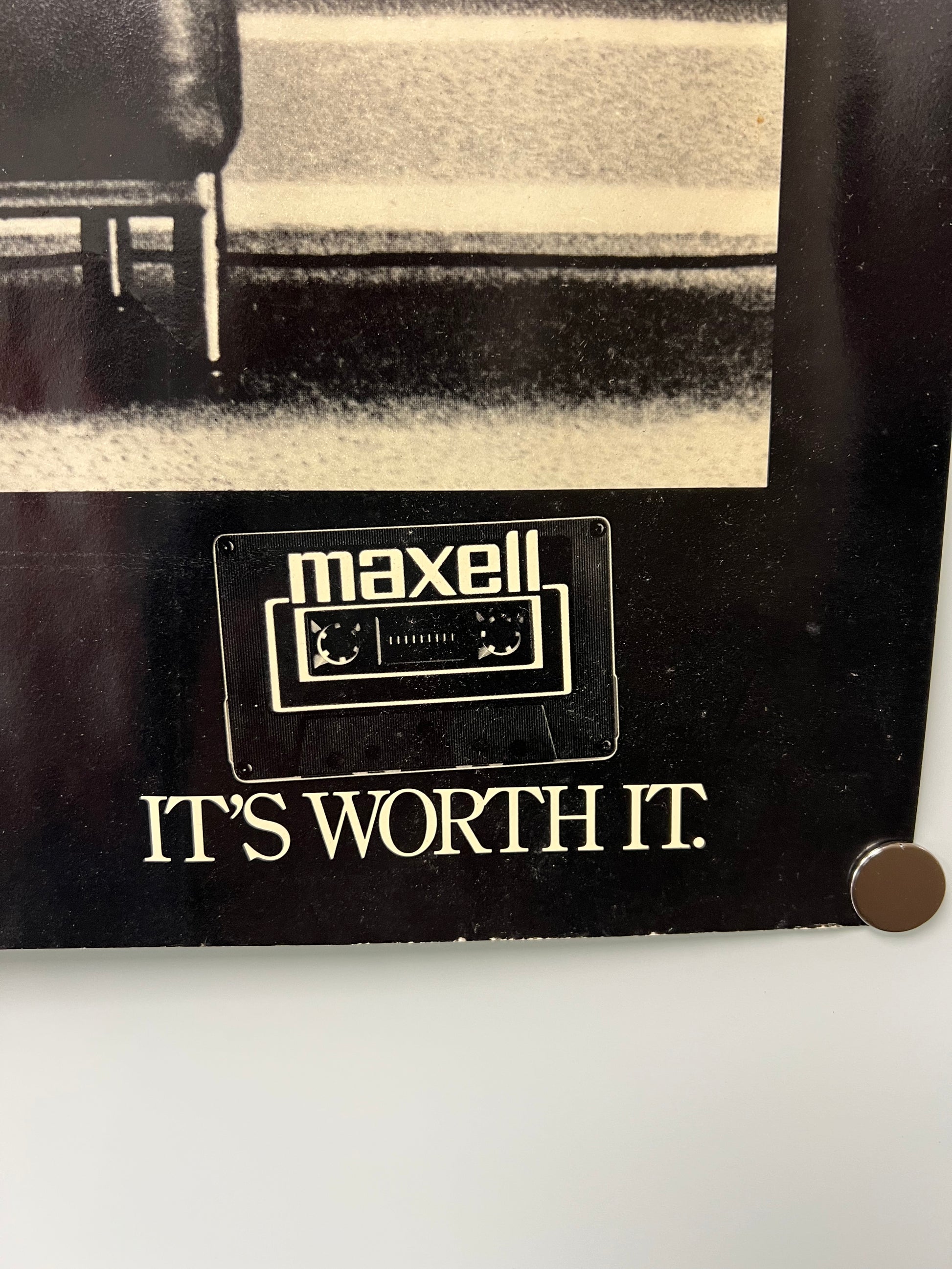Maxell Its Worth It Blown Away Vintage Poster 44x22" New Old Stock! Music Memorabilia Y'allywood Props