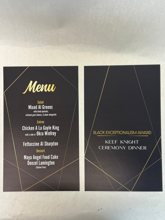 Keef Knight Ceremony Dinner Menu, Woke (2020-2022) Movie Prop Atlanta Brick Co Two-sided  