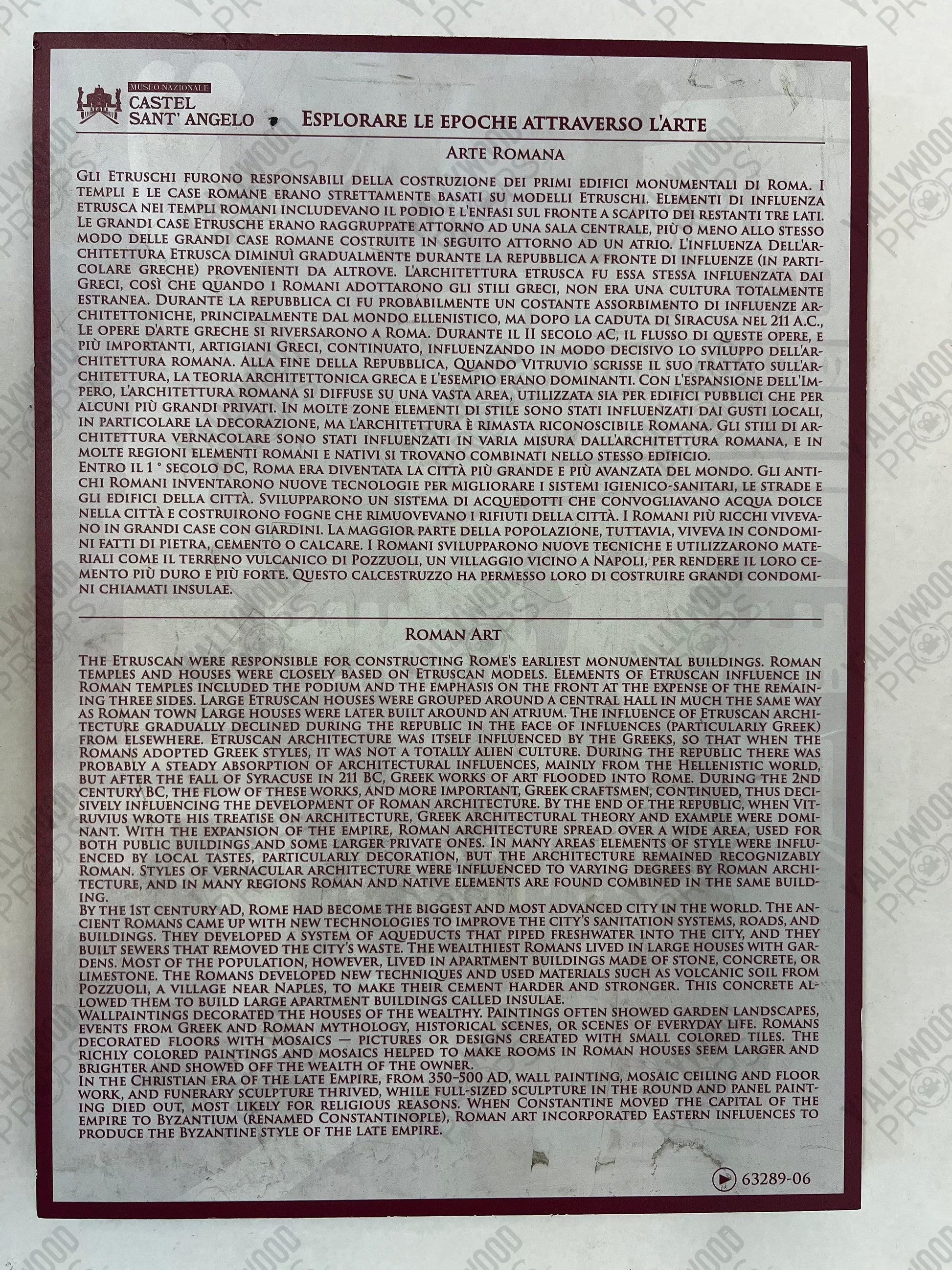 Egg Museum Roman Art Sign Red Notice (2021) Movie Prop Y'allywood Props