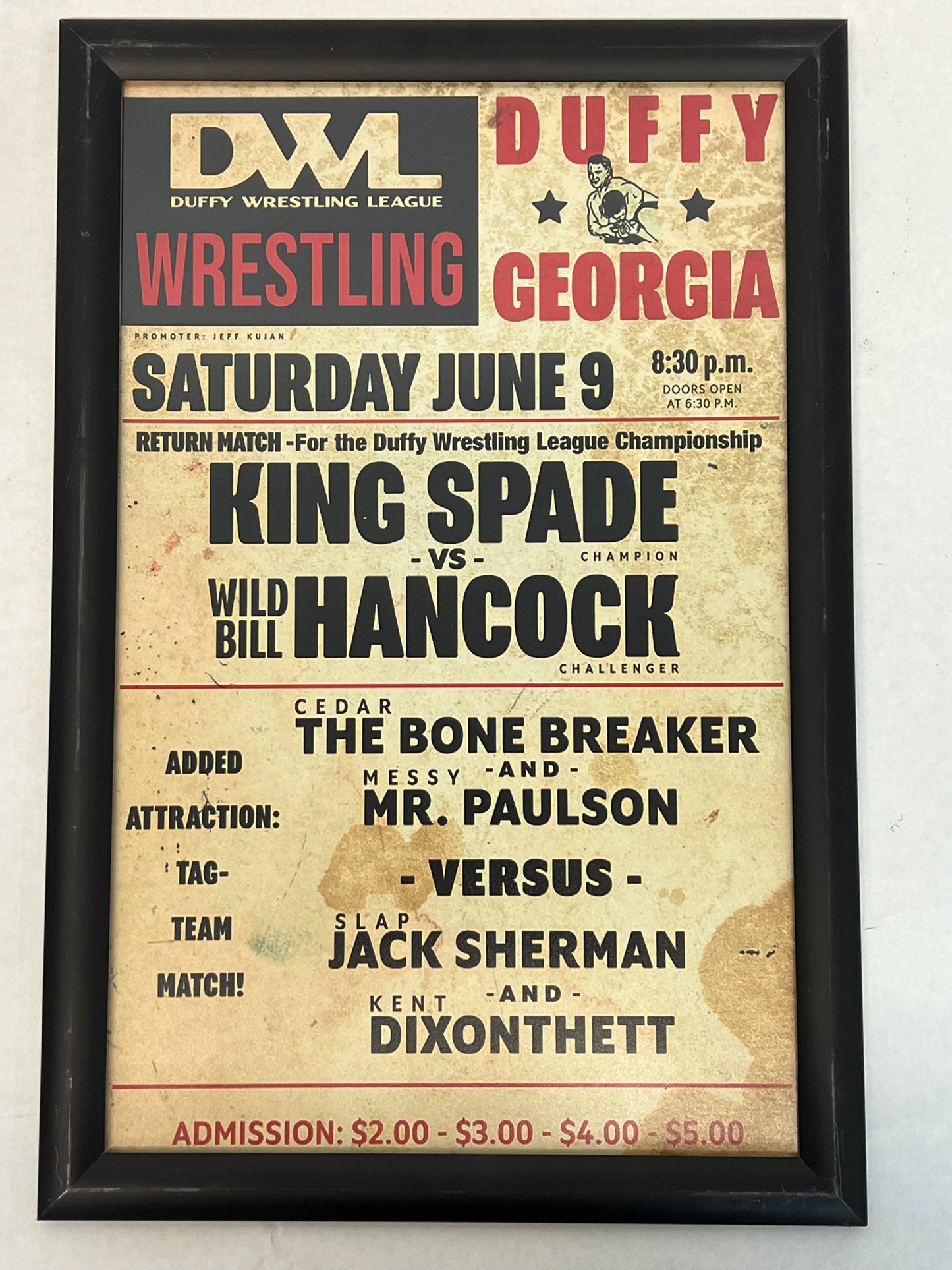 DWL Dome Concessions/Merch Booth Lobby Posters Heels (2021) Movie Prop Y'allywood Props King Spade vs Wild Bill June 9  