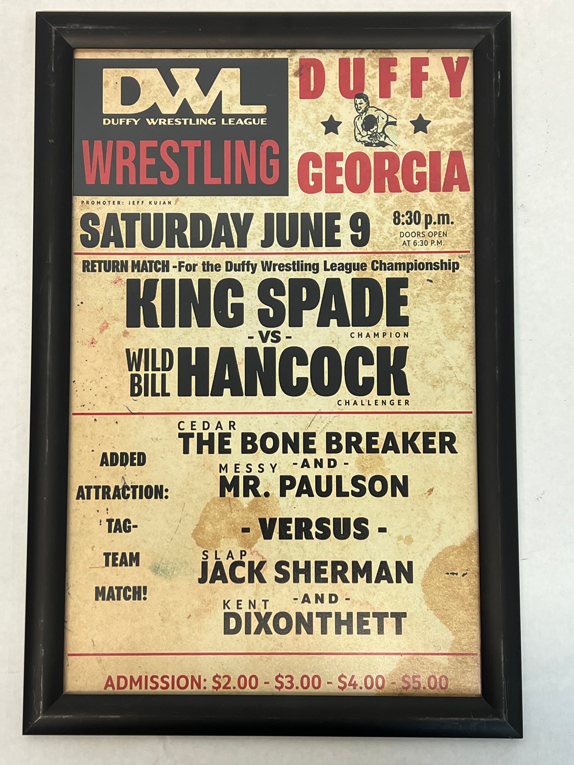 DWL Dome Concessions/Merch Booth Lobby Posters Heels (2021) Movie Prop Y'allywood Props King Spade vs Wild Bill June 9  