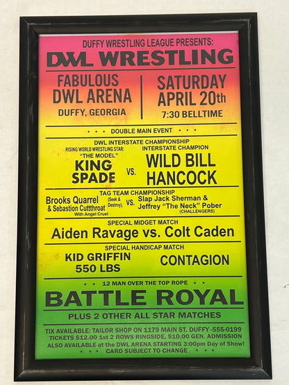 DWL Dome Concessions/Merch Booth Lobby Posters Heels (2021) Movie Prop Y'allywood Props King Spade vs Wild Bill April 20th  