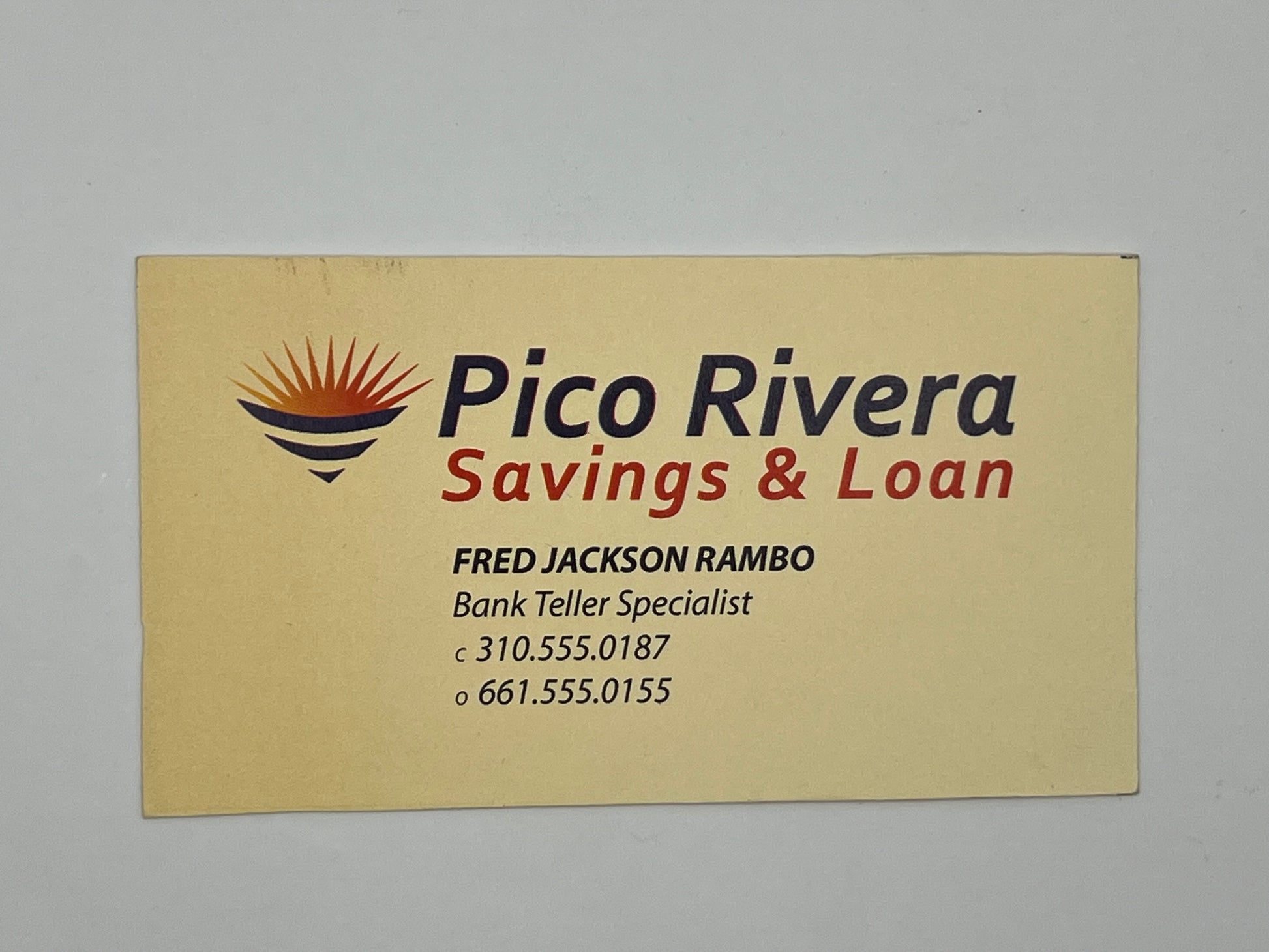 Pico Rivera Savings & Loan Business Cards Den of Thieves (2018) Movie Prop Atlanta Brick Co Fred Jackson Rambo  