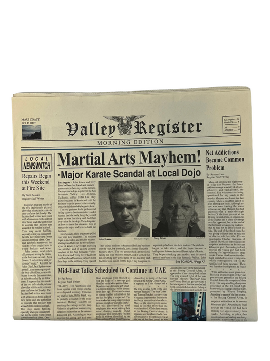 Kreese & Silver Newspaper S6E1 Cobra Kai Movie Prop Y'allywood Props Screen Used  