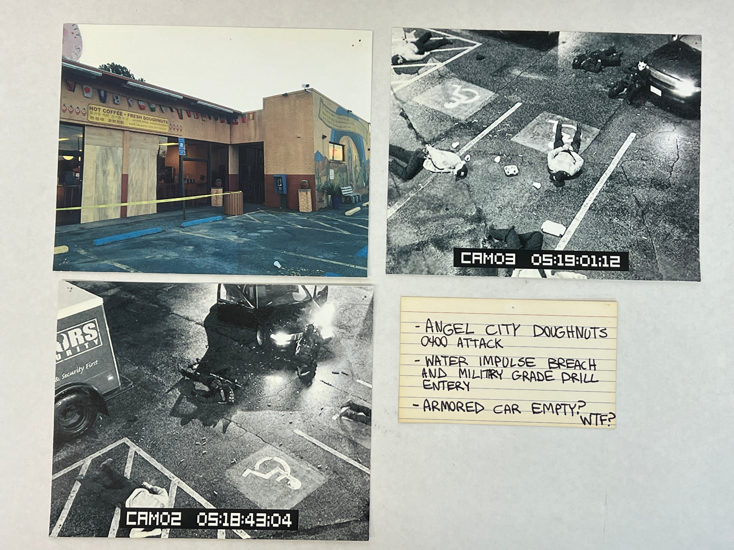 LASD Bulletin Board Pics Den of Thieves (2018) Movie Prop Atlanta Brick Co Angel City Doughnuts  