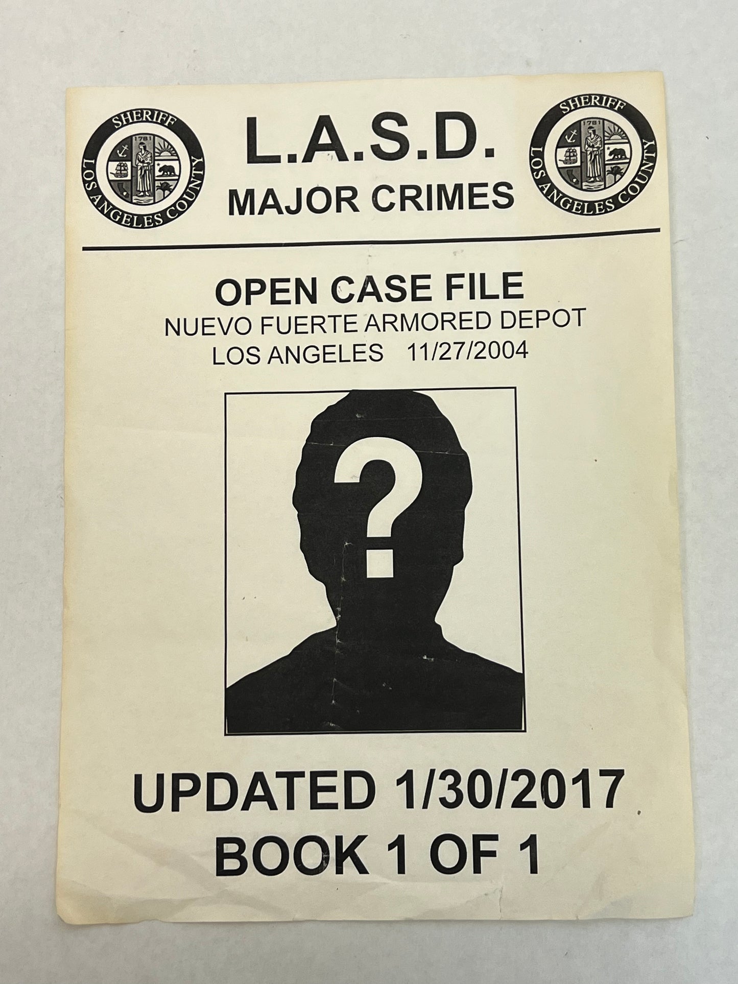 LASD Bulletin Board Pics Den of Thieves (2018) Movie Prop Atlanta Brick Co LASD Open Case File not seen on board  