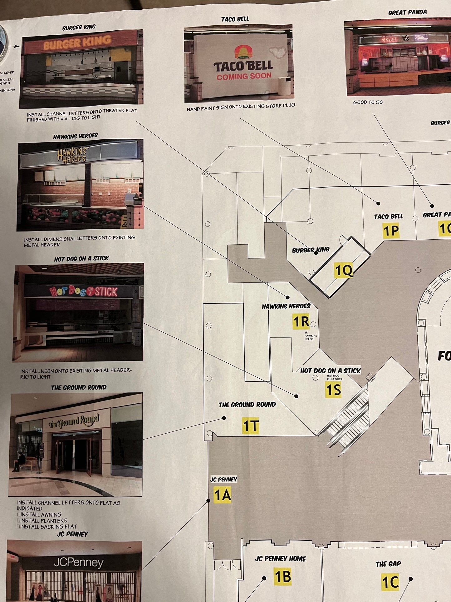 Blueprint for Starcourt Mall Level 1 Stranger Things Movie Prop Y'allywood Props   